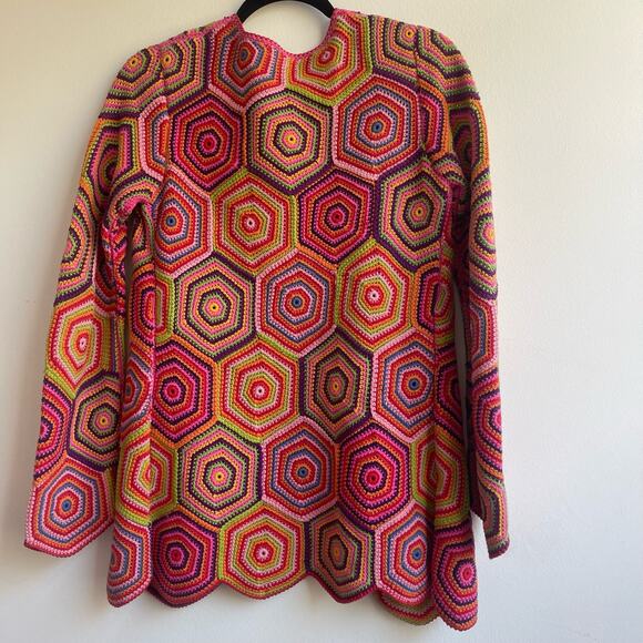 Vintage Isaac Mizrahi Squares Crochet 100% Cotton Sweater/Cardigan - Small - - Picture 2 of 6